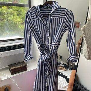 J.crew Stripped navy and white button down summer Dress